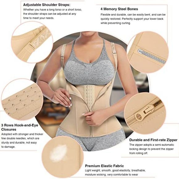 FeelinGirl Waist Trainer for Women Corset Vest Cincher Trimmer Tank Body Shaper - Picture 3 of 4